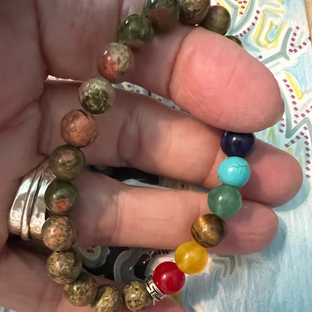 Unakite & 7 Chakra healing crystals bracelet